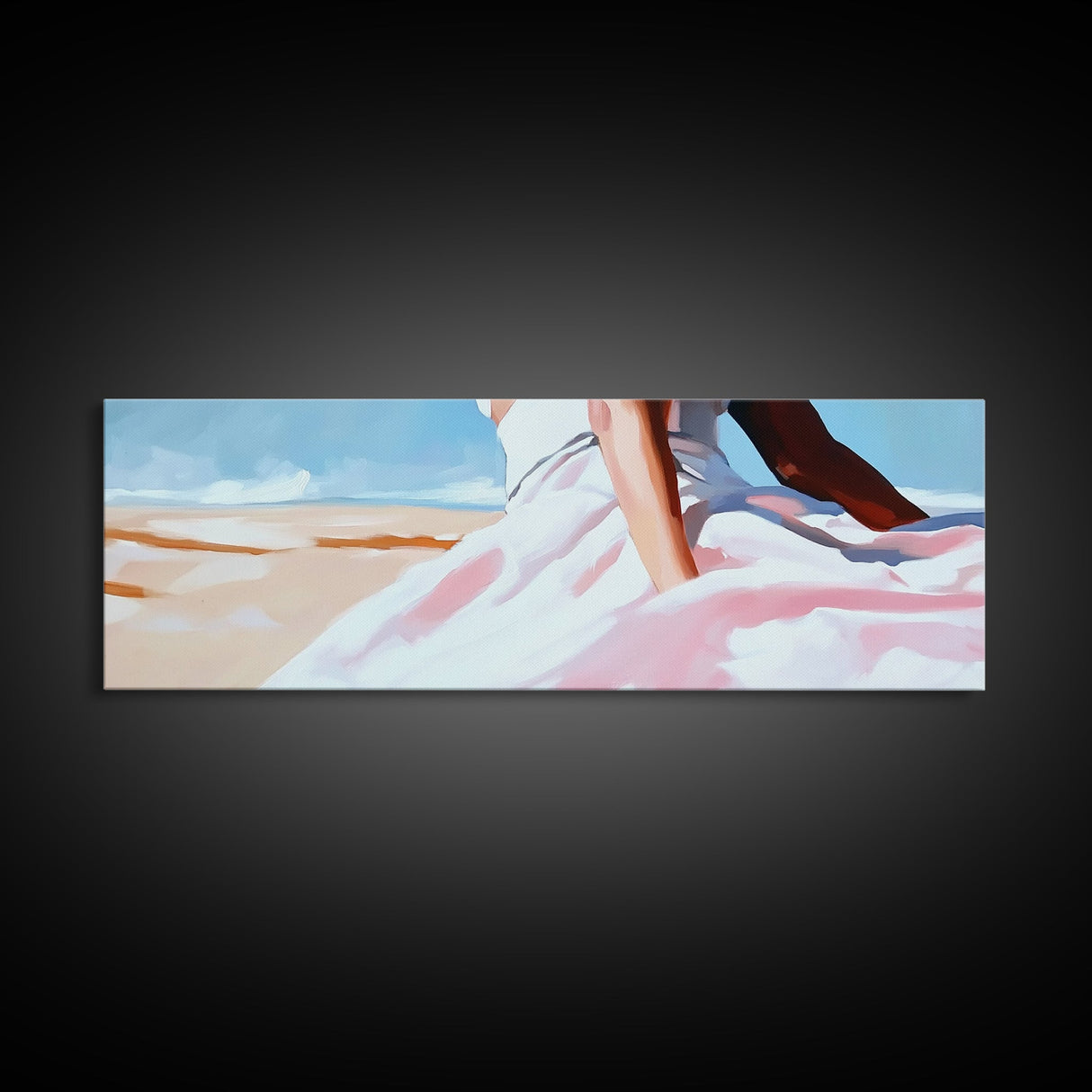 Desert Dress, Sunset Art, Pastel Landscape, Framed Canvas Print, Soft Aesthetic, Minimalist Wall Art, Elegant Home Decor, Bedroom Art