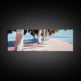 Tree Lined Path, Coastal Art, Scenic Landscape, Framed Canvas Print, Office Wall Art, Minimalist Nature Decor, Modern Impressionism