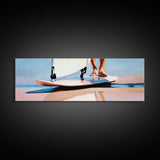 Surfboard Reflections, Beach Vibes, Modern Coastal Art, Surfing Aesthetic, Boho Home Decor, Framed Canvas Print, Watercolor Inspired