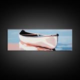 Reflection Boat, Calm Lake Art, Nautical Wall Decor, Framed Canvas Print, Coastal Serenity Art, Pastel Landscape, Living Room Wall Art