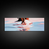 Barefoot Reflection, Beach Wall Art, Ocean Painting, Minimalist Coastal Decor, Modern Seascape, Framed Canvas Print, Boho Home Aesthetic
