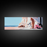 Bride by Cliffs, Wedding Wall Art, Coastal Painting, Feminine Seascape, Elegant Home Decor, Framed Canvas Print, Bedroom Aesthetic