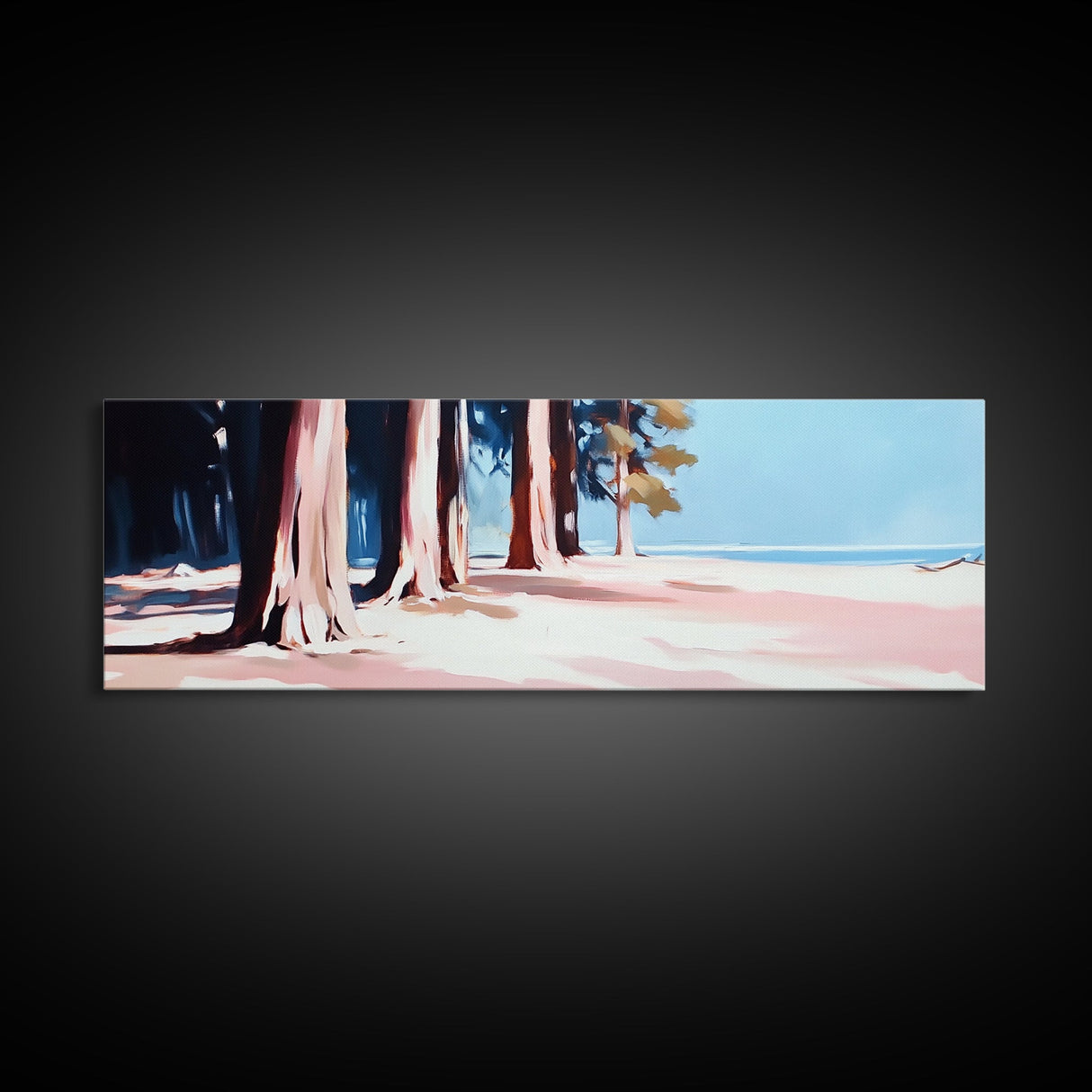 Tranquil Forest, Coastal Landscape, Minimalist Wall Art, Framed Canvas Print, Nature Decor, Beach House Wall Art, Boho Aesthetic