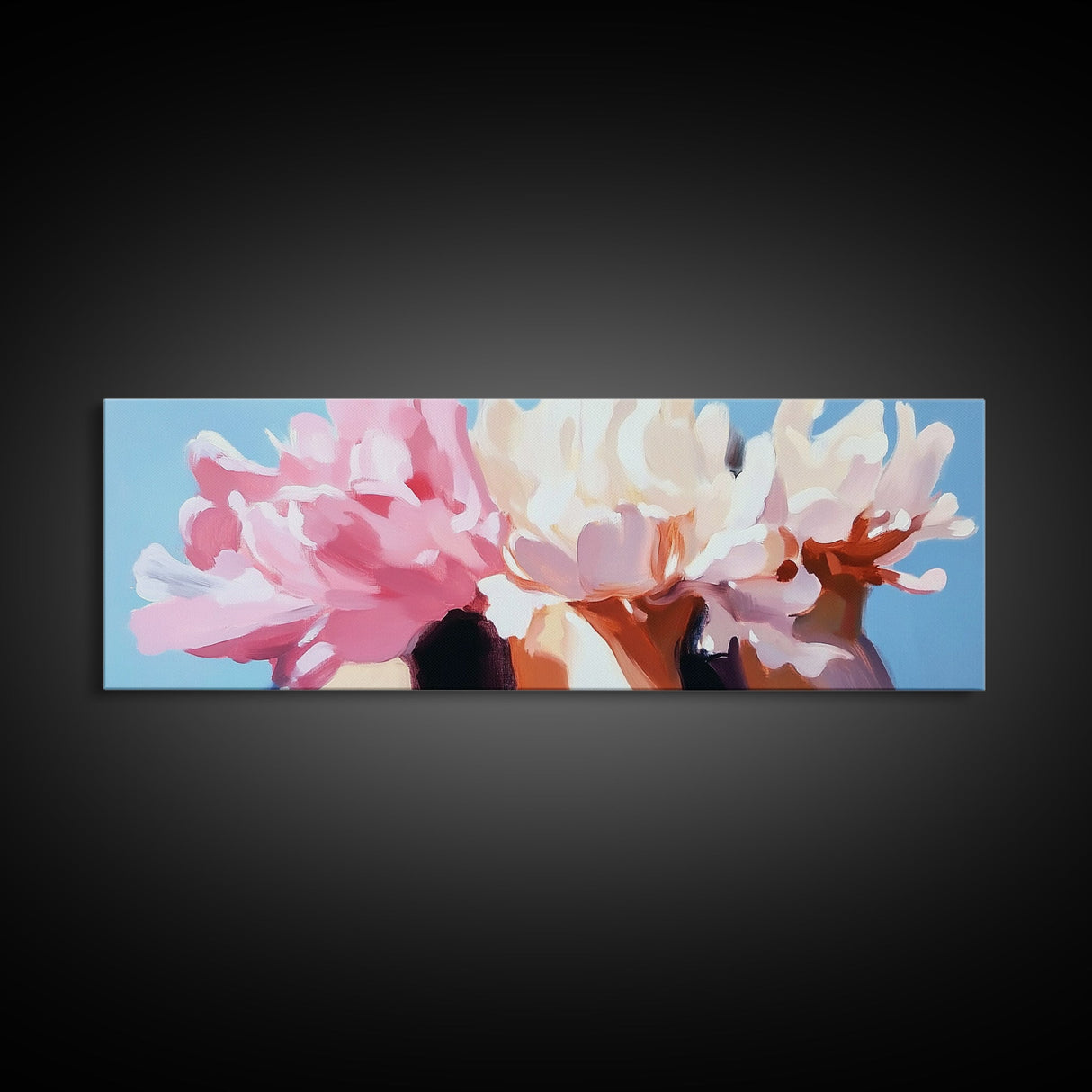 Blooming Peonies, Soft Floral Art, Pastel Wall Decor, Framed Canvas Print, Romantic Aesthetic, Bedroom Wall Art, Feminine Style