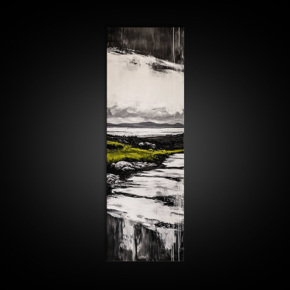 Black and White, Minimalist Landscape, Ocean View, Canvas Print, Modern Wall Art, Neutral Home Decor, Bedroom Artwork, Coastal Painting
