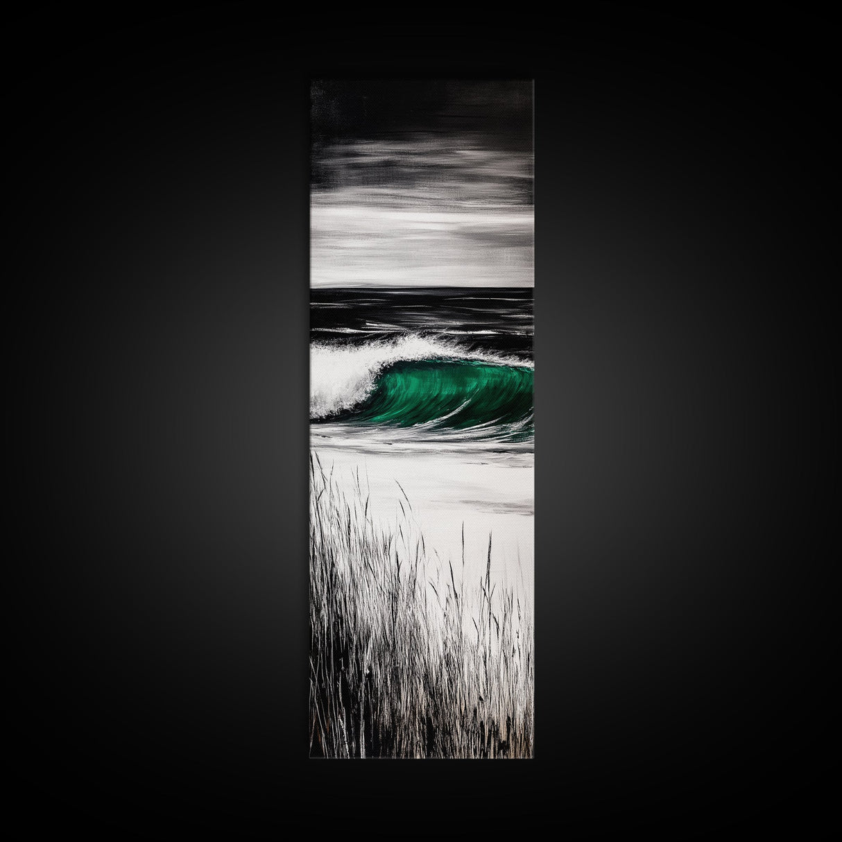 Ocean Wave, Emerald Green, Coastal Art, Framed Canvas Print, Beach House Decor, Nautical Wall Art, Surf Painting, Living Room Art