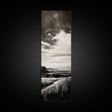 Stormy Horizon, Moody Landscape, Coastal View, Canvas Print, Black and White Art, Minimalist Painting, Modern Wall Decor, Office Art