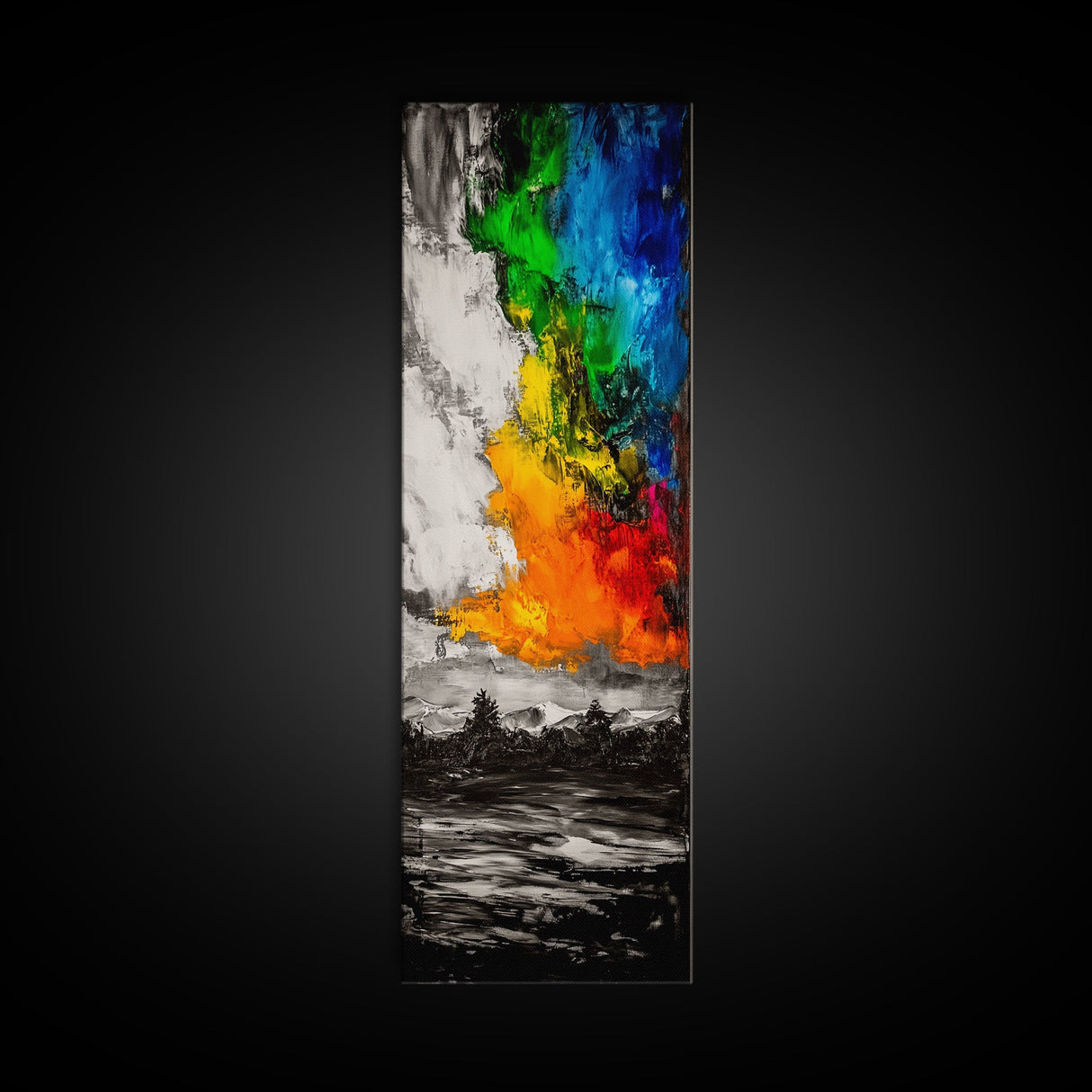 Color Explosion, Abstract Nature, Mountain Glow, Canvas Print, Vibrant Wall Art, Modern Painting, Bold Home Decor, Statement Piece