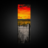 Sunset Fence, Fiery Sky, Bold Colors, Canvas Print, Western Landscape, Rustic Home Decor, Ranch Wall Art, Farmhouse Living Room