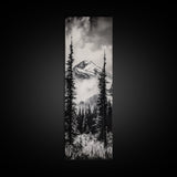 Snowy Mountains, Black and White, Misty Pines, Canvas Print, Winter Wall Art, Nature Photography, Lodge Decor, Cabin Wall Art