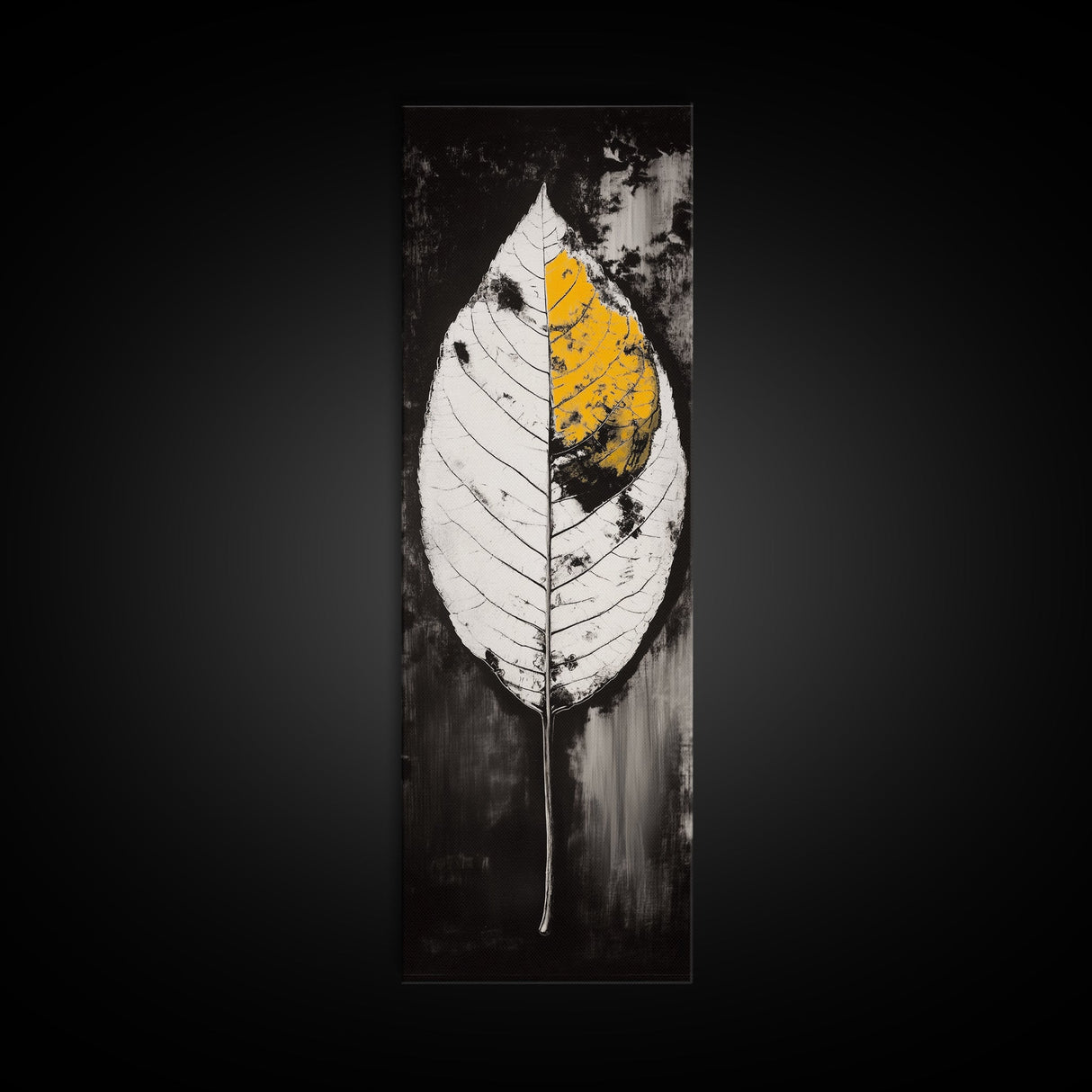 Autumn Leaf, Black and White, Minimalist, Framed Canvas Print, Modern Botanical Art, Monochrome Print, Fall Wall Decor, Cozy Home Art