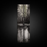 Reflective Trees, Monochrome Forest Painting, Minimalist Nature Art, Framed Canvas Print, Black and White Wall Art, Dining Room Decor