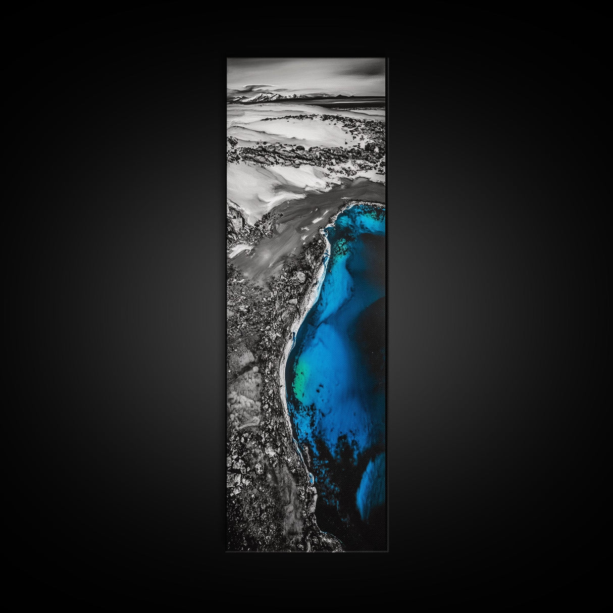 Glacier Lagoon, Arctic Blue Water, Winter Landscape, Iceberg Nature Art, Monochrome Minimalist, Bedroom Wall Art, Canvas Print