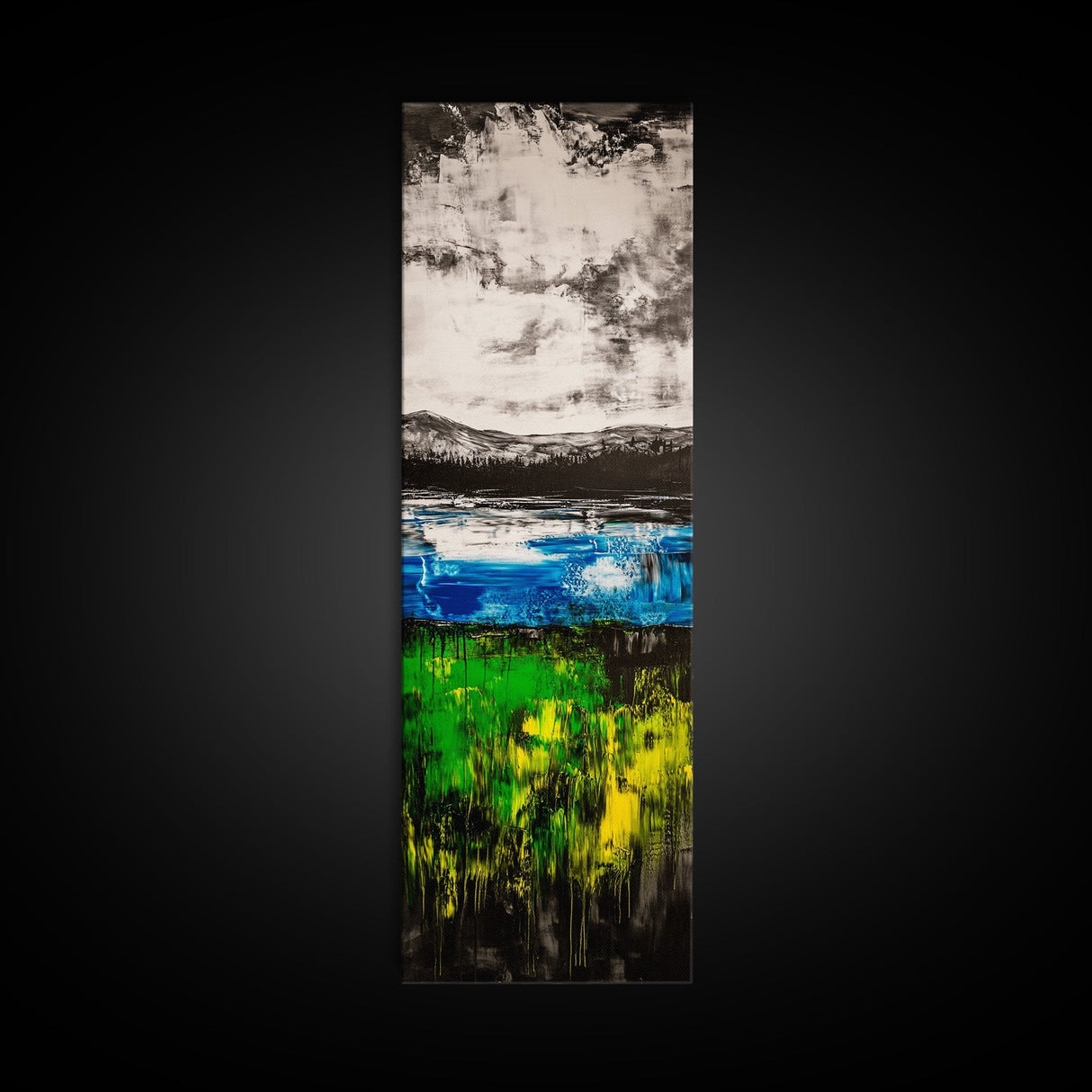 Mountain Reflections, Blue Green Abstract, Scenic Nature Art, Bold Landscape, Modern Home Aesthetic, Office Wall Decor, Canvas Print