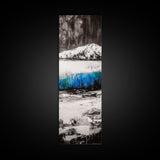 Mountain Reflection, Blue Lake Art, Nature Canvas Print, Black White Wall Art, Landscape Painting, Large Artwork, Minimalist Decor