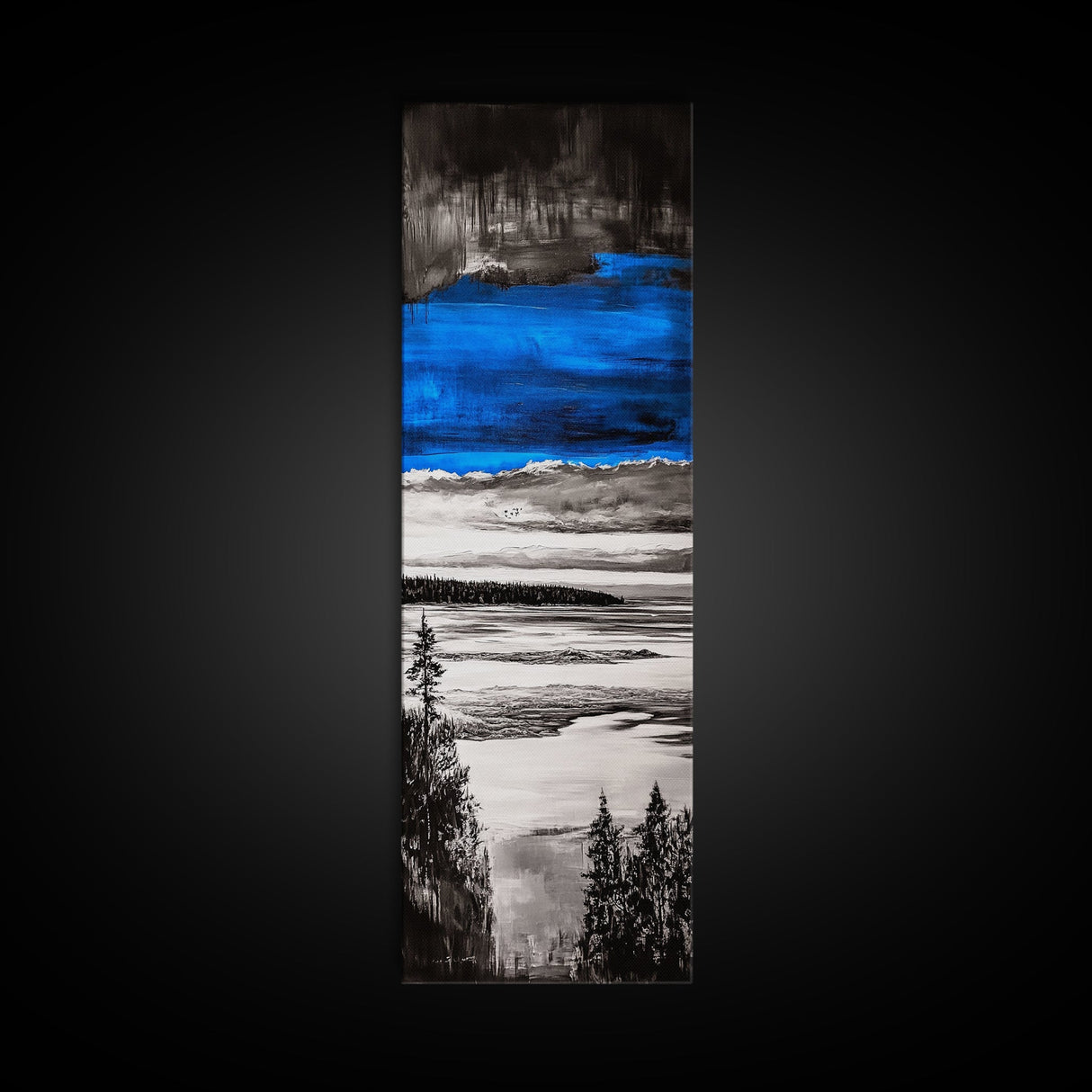 Abstract Seascape, Blue Black Wall Art, Coastal Canvas Print, Living Room Artwork, Ocean Decor, Large Modern Art, Contemporary Print