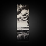 Black White, Misty Marsh, Monochrome Landscape, Minimalist Wall Art, Canvas Print, Modern Home Decor, Living Room Art, Nature Scene