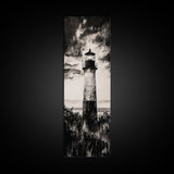 Lighthouse Silhouette, Coastal Wall Art, Nautical Decor, Canvas Print, Black and White Art, Seaside Home Decor, Minimalist Ocean Scene