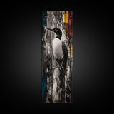 Loon on a Post, Nature Wildlife Art, Rustic Lake House Decor, Canvas Print, Black and White Bird Art, Minimalist Nature Wall Decor