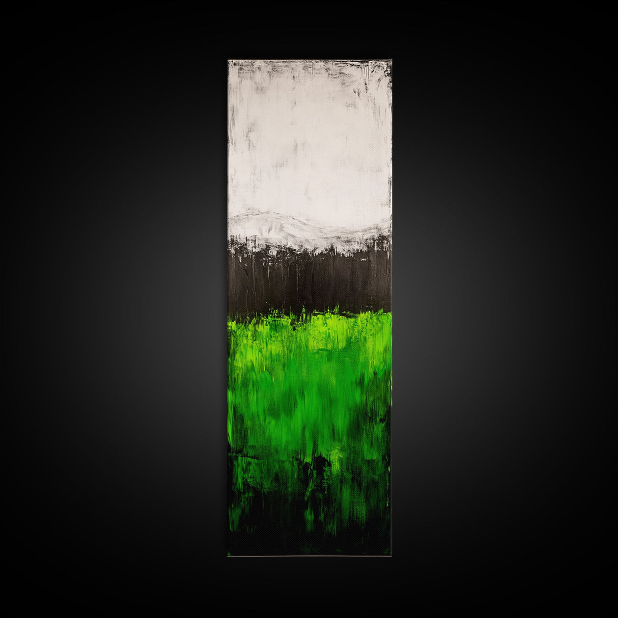 Abstract Green Field, Minimalist Landscape Painting, Modern Nature Art, Canvas Print, Vibrant Green Wall Decor, Contemporary Home Art