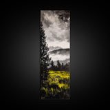 Mountain Mist, Moody Landscape, Foggy Forest Scene, Nature Inspired Art, Framed Canvas Print, Adventure Decor, Living Room Wall Art