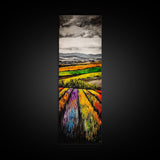 Vibrant Field Landscape, Autumn Farm Painting, Rustic Countryside Decor, Farmhouse Wall Art, Nature Artwork, Framed Canvas Print