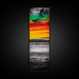 Vibrant Sunset Art, Mountain Landscape Print, Colorful Sky Painting, Modern Nature Decor, Home Wall Art, Large Canvas Print