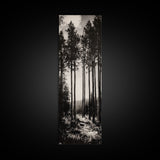 Black White Forest, Minimalist Wall Art, Monochrome Nature Print, Wooded Landscape, Moody Tree Art, Modern Home, Framed Canvas Print