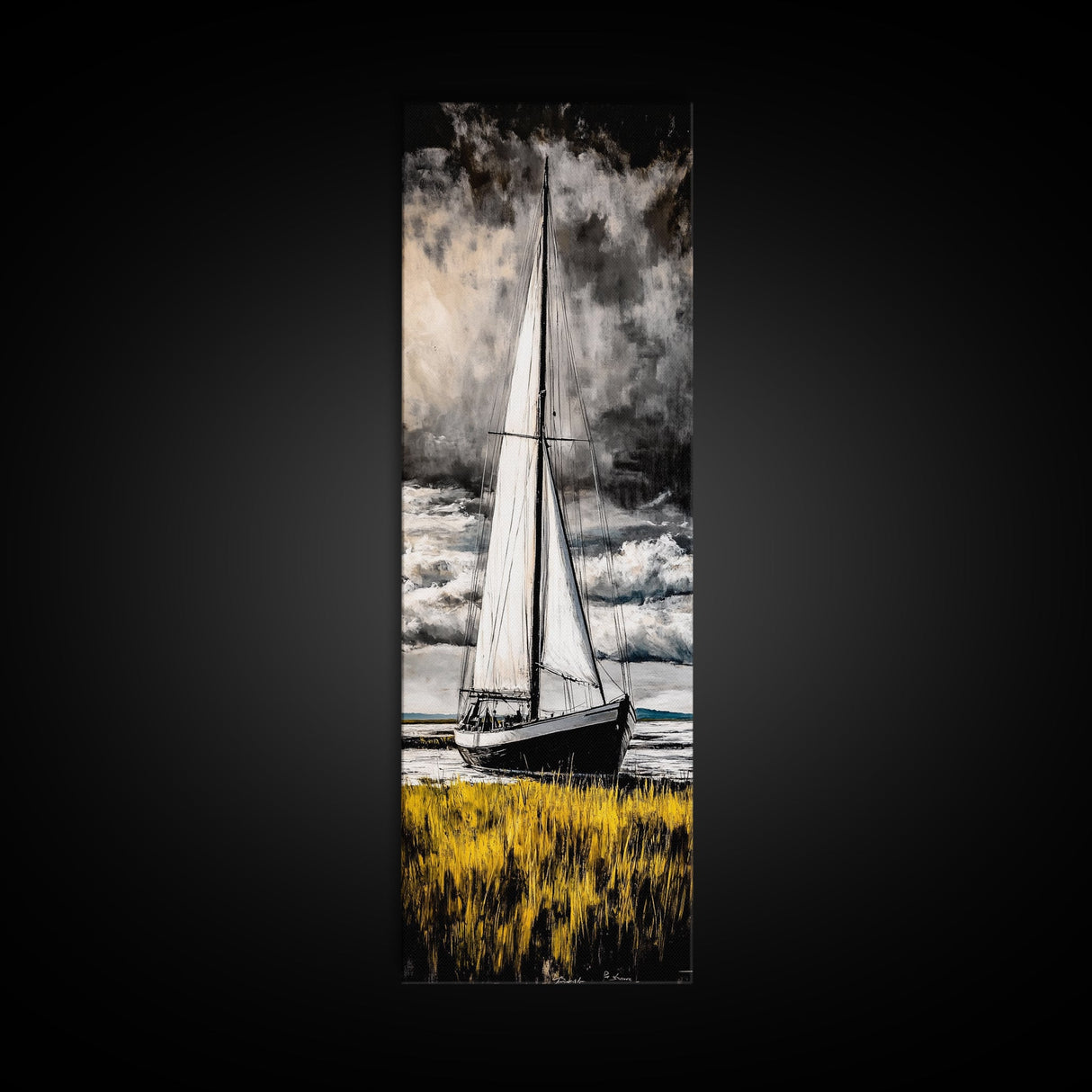 Sailing Boat, Nautical Art, Coastal Decor, Ocean Painting, Framed Canvas Print, Beach House Wall Art, Maritime Theme, Rustic Ocean Artwork