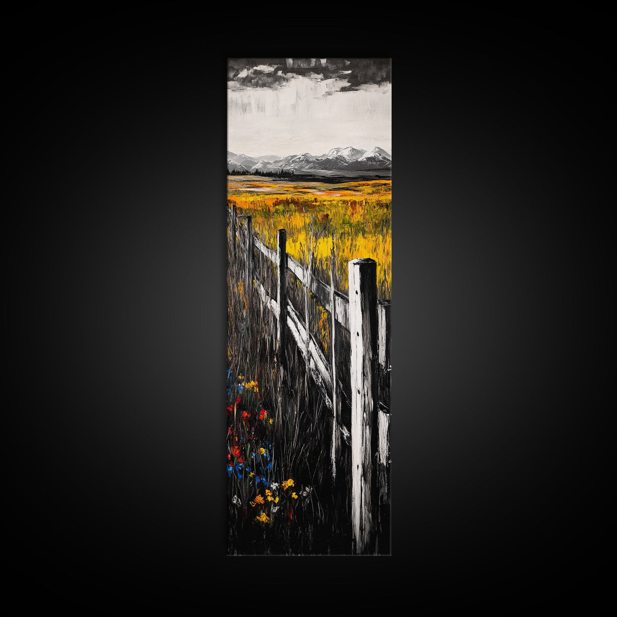 Rustic Fence, Country Landscape, Fall Fields, Farmhouse Wall Decor, Living Room Art, Framed Canvas Print, Nature Home Artwork