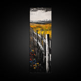 Rustic Fence, Country Landscape, Fall Fields, Farmhouse Wall Decor, Living Room Art, Framed Canvas Print, Nature Home Artwork