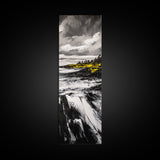 Dramatic Seascape, Stormy Ocean Art, Coastal Painting, Black and White Art, Monochrome Home Decor, Canvas Print, Living Room Accent