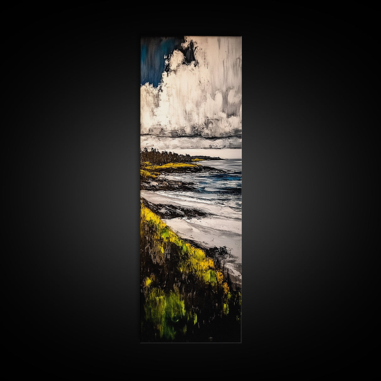 Coastal Landscape, Golden Grass, Cliffside View, Framed Canvas Print, Nature Wall Art, Ocean Inspired Decor, Rustic Home Art