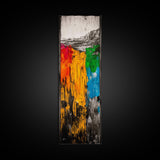 Colorful Abstract Landscape, Mountain Wall Art, Bright Textured Painting, Bold Statement Art, Living Room Decor, Framed Canvas Print
