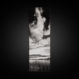 Black and White Sky, Cloudscape Wall Art, Minimalist Artwork, Nature Landscape Painting, Office or Bedroom Decor, Framed Canvas Print