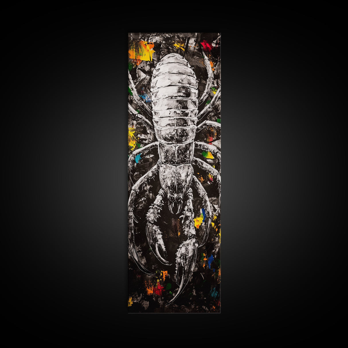 Black Scorpion, Dark Abstract Art, Edgy Wall Decor, Framed Canvas Print, Unique Gift, Gothic Art, Bold Statement Artwork