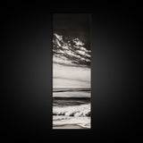 Ocean Horizon, Black and White, Cloudy Sky, Canvas Print, Coastal Wall Art, Minimalist Seascape, Modern Living Room Decor, Nautical Art