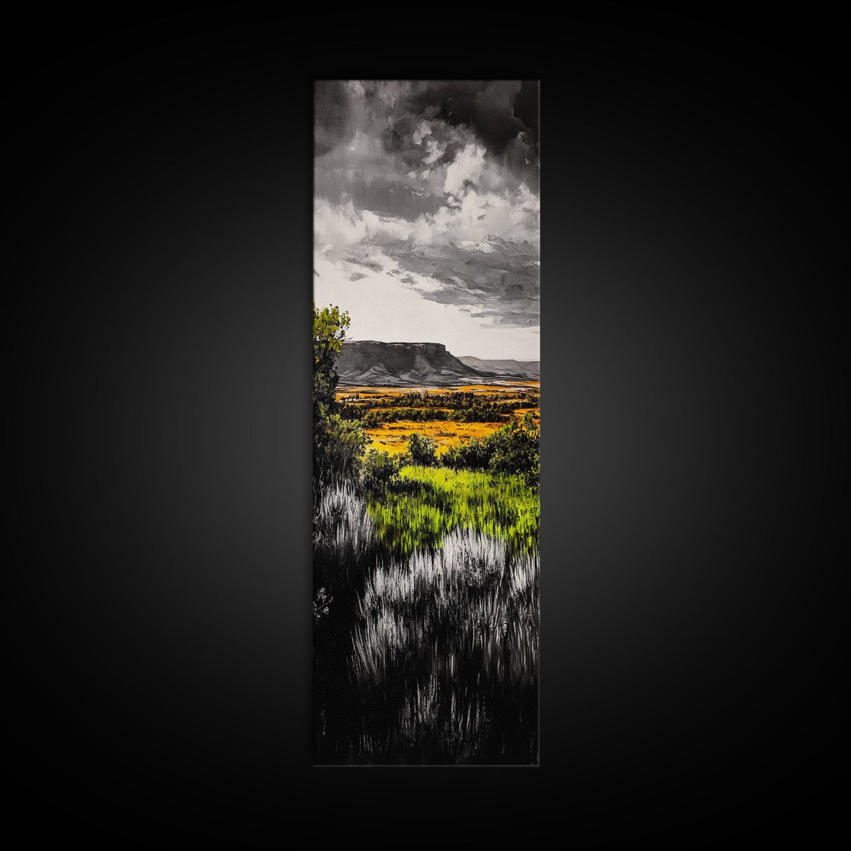 Autumn Fields, Dramatic Sky, Nature Landscape, Canvas Print, Scenic Wall Art, Rustic Home Decor, Warm Toned Painting, Living Room Art