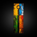 Vibrant Key Art, Colorful Modern Painting, Industrial Wall Decor, Rustic Home Accent, Unique Gift Idea, Framed Canvas Print