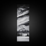 Majestic, Mountain, Black and White, Framed Canvas Print, Sky Photography, Minimalist Wall Art, Home Office Decor, Living Room Artwork