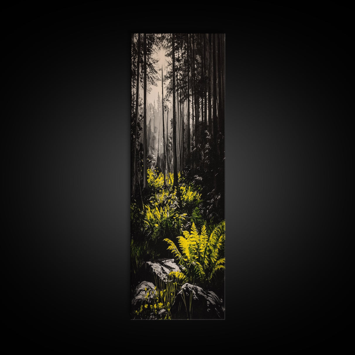 Forest, Ferns, Nature, Canvas Print, Dark Green Wall Art, Botanical Decor, Woodland Artwork, Tranquil Nature Scene, Earthy Home Accent