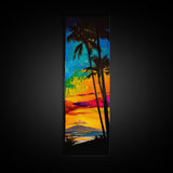 Palm Trees, Sunset, Ocean, Canvas Print, Tropical Wall Art, Vibrant Seascape, Beach House Decor, Exotic Landscape Painting