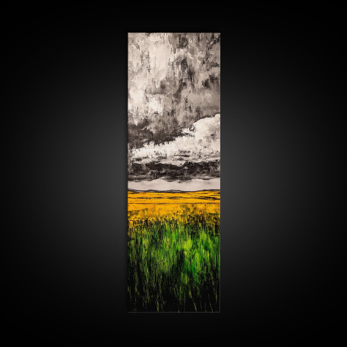 Golden Fields, Dramatic Sky, Green and Yellow, Canvas Print, Rustic Farmhouse Wall Art, Autumn Landscape Decor, Dining Room Art