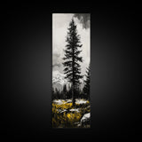 Lone Pine, Mountain View, Black and White, Canvas Print, Nature Wall Art, Rustic Home Decor, Cabin or Lodge Artwork