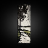 Pathway Trees, Black and White Art, Forest Landscape, Framed Canvas Print, Minimalist Wall Art, Nature Decor, Tranquil Home Artwork