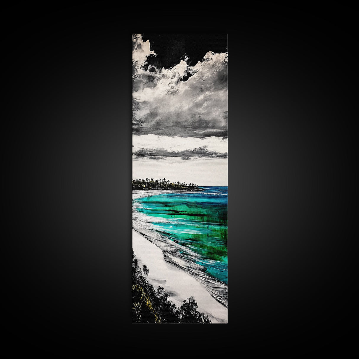 Turquoise Shore, Tropical Art, Beach Landscape, Canvas Print, Coastal Wall Art, Vibrant Ocean Decor, Living Room Artwork, Beach House