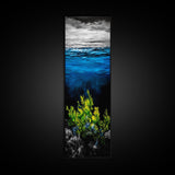 Deep Sea, Blue Water, Ocean Waves, Underwater Scene, Framed Canvas Print, Nautical Wall Art, Bathroom Art, Coastal Home Decor