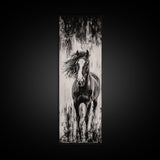 Running Horse, Black and White Art, Western Wall Art, Rustic Home Decor, Equestrian Canvas Print, Large Wall Art, Office Decor