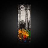 Birch Forest Painting, Mountain Wall Art, Black and White Landscape, Nature Artwork, Cabin Decor, Fall Art, Framed Canvas Print