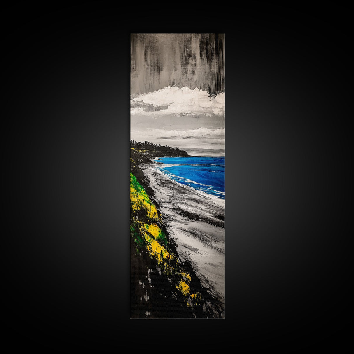 Scenic Coast, Cliffside View, Ocean Art, Canvas Print, Beach House Decor, Blue Landscape, Minimalist Painting, Modern Wall Art